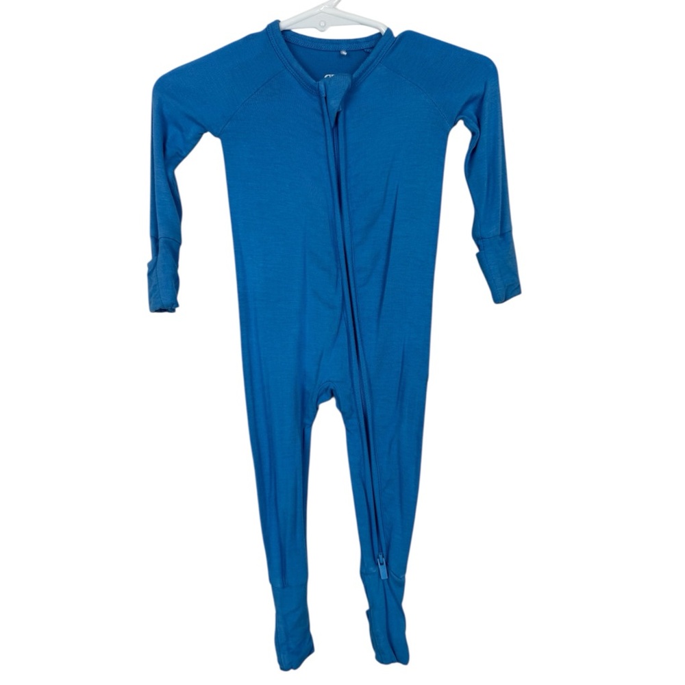 bums & Roses Bamboo Zipper Sleeper Blue sz 0-3m
